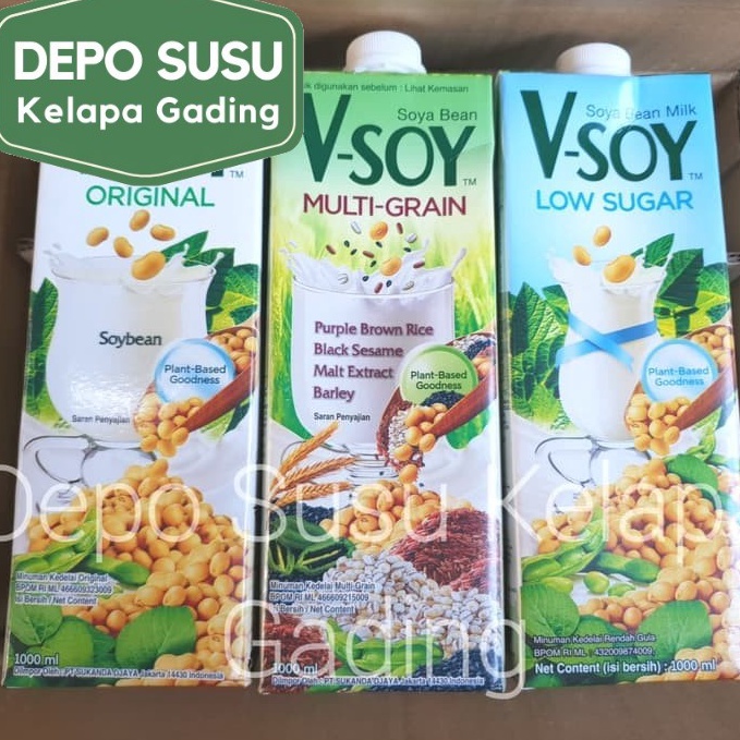 

Terlaris VSoy Multigrain Original Low Sugar 1 Liter Soya Vsoy MultiGrain Golden Grain Susu Kedelai