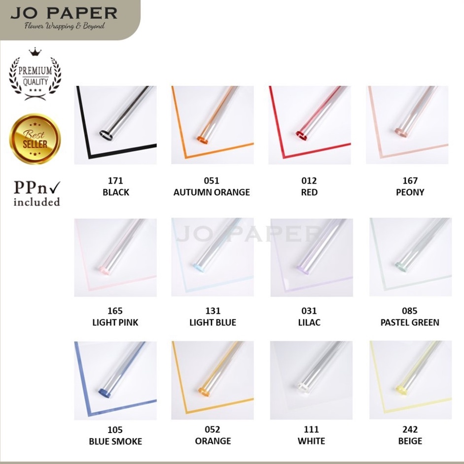 

Terlaris 2 LEMBAR Flower Wrapping Paper OPP Transparan Bening List Warna Kertas Buket Bunga Cellophane