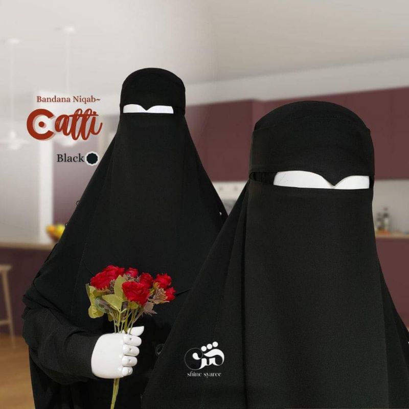 NIQOB BANDANA CATTI / MODEL MATA ELANG CHIFFON ARAB 2 LAYER | Niqob | Cadar | Niqob Bandana | Cadar 