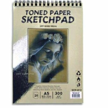 

Toned paper sketchpad A5 spiral 20 halaman 300g