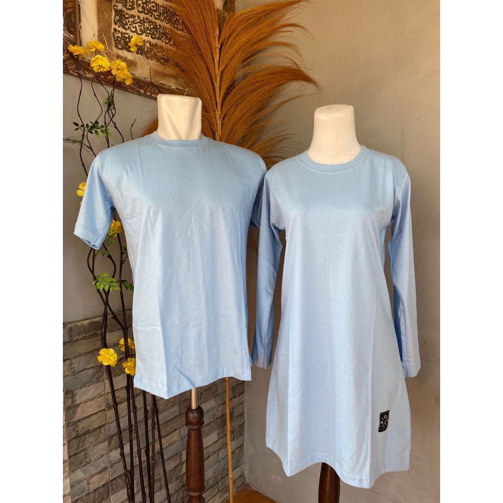 Kaos Couple POLOS SKY BLUE skyblue biru langit katun combed Cocok untuk santai, seragaman, olahraga 