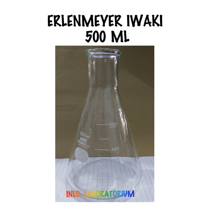 Erlenmeyer IWAKI & PYREX 500 ml/Gelas Erlen/Erlenmeyer