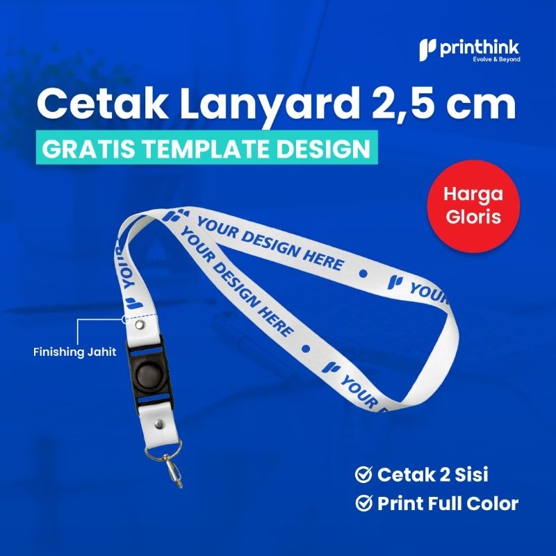 

Custom Lanyard Ukuran 2,5 Cm Cetak 2 Sisi Bahan Tali Tissue Premium Pre-order 7 Hari