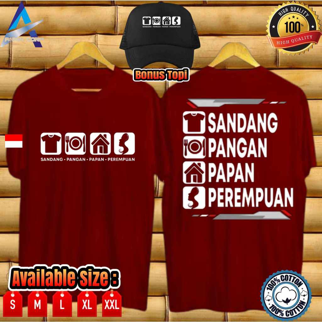 KAOS KATA KATA SANDANG PANGAN PAPAN PERMPUAN SIMPLE KEREN SABLON DTF PREMIUM QUALITY FREE TOPI DOUBL