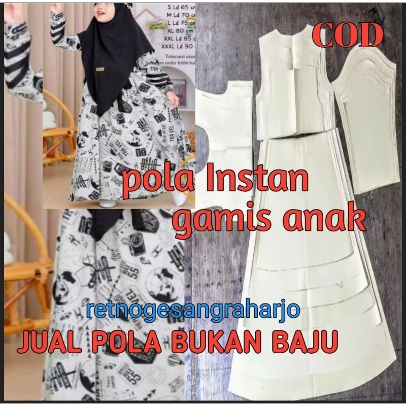 pola Instan Gamis anak /pola jiplak  gamis anak