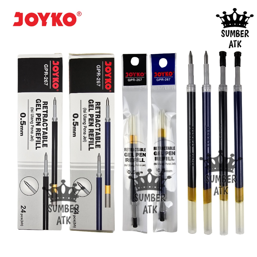 

Gel Pen Refill GPR-267 0.5 mm 1 BOX isi 24 PCS Isi Ulang Pen Isi Pulpen Joyko Black Blue