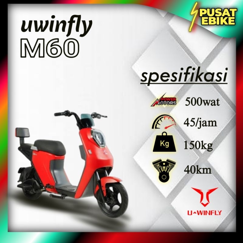 sepeda listrik M60 Uwinfly|motor power 500wat sepeda listrik M60 terbaru termurah