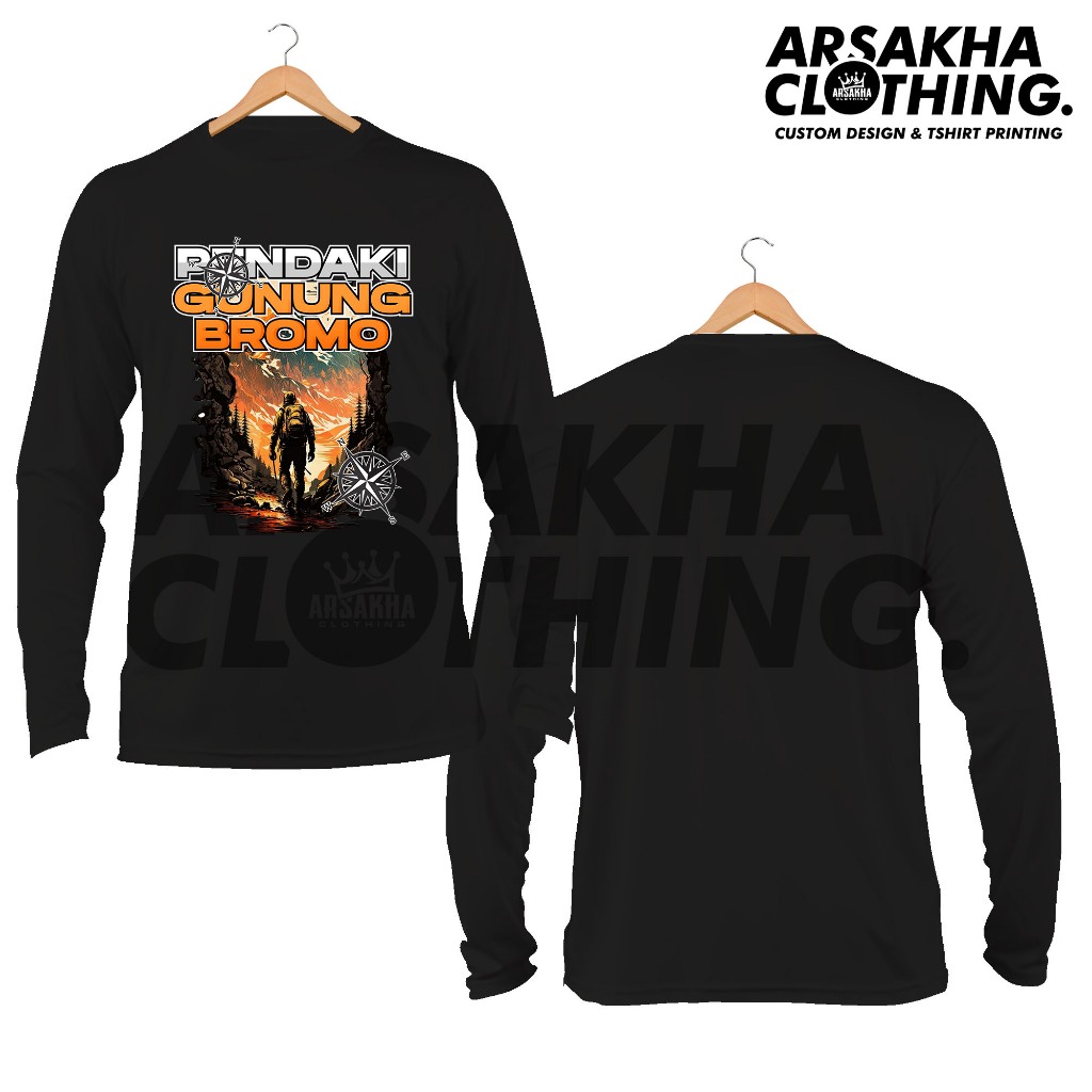 Kaos Lengan Panjang Pendaki Gunung Bromo Keren Baju Distro Katun Combed 30s by Arsakha Clothing