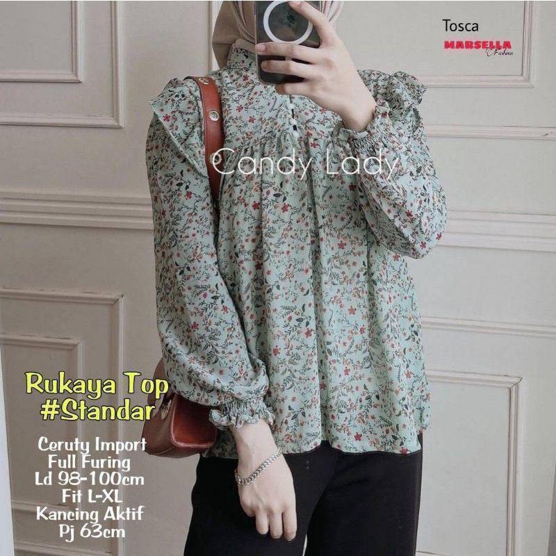 MADANI LABEL / RUKAYA TOP / RUKAYA BLOUSE / KOREAN BLOUSE / ATASAN KRINKLE / BLOUSE CRINKLE / FLOWER