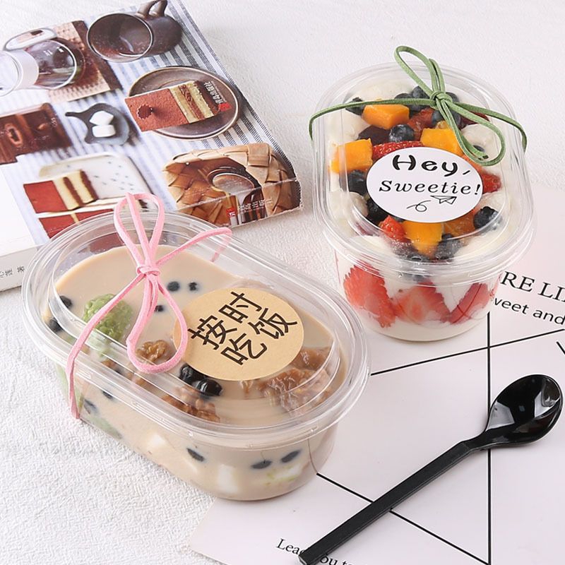 10pcs korean dessert box oval premium dessert cup tiramisu cup puding