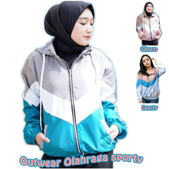 Jaket Parasut Combi Pedro Lumino Hoodie Olahraga Wanita - Jaket Kuxu Hoodie Parasut Kombinasi