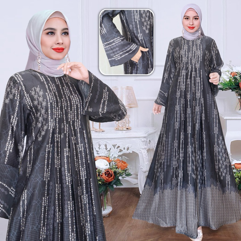 Nadira Dress | Gamis silk premium |Gamis Pesta Motif bahan silk premium |Gamis kondangan Terbaru