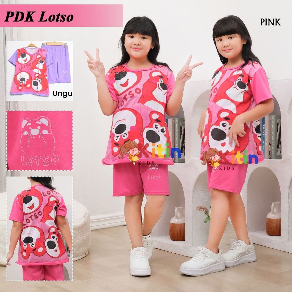 OP - SETELAN BAJU HARIAN DAN MAIN ANAK CEWEK/PEREMPUAN JUMBO 3-12 TAHUN MOTIF LOTSO BEAR TOY STORY
