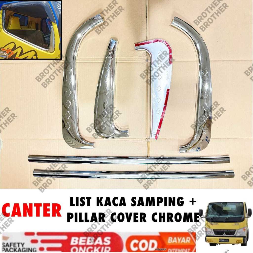 List Kaca Samping + Pilar Samping Canter Chrome