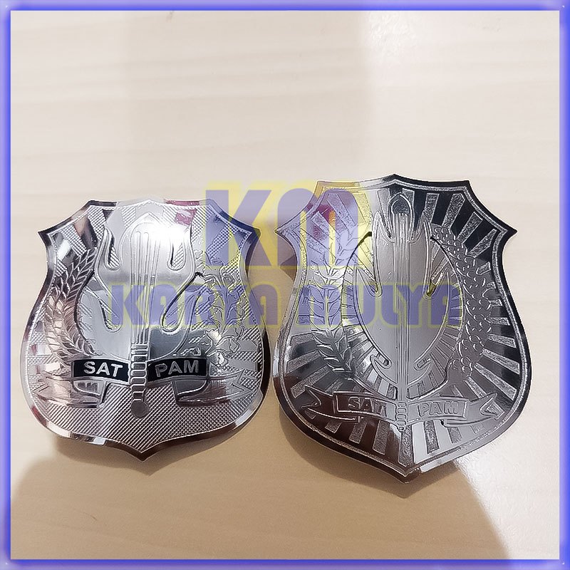 Lencana Pin Logo Gada Satpam Security Silver - Pin Satpam Security Magnet - Karya Mulya