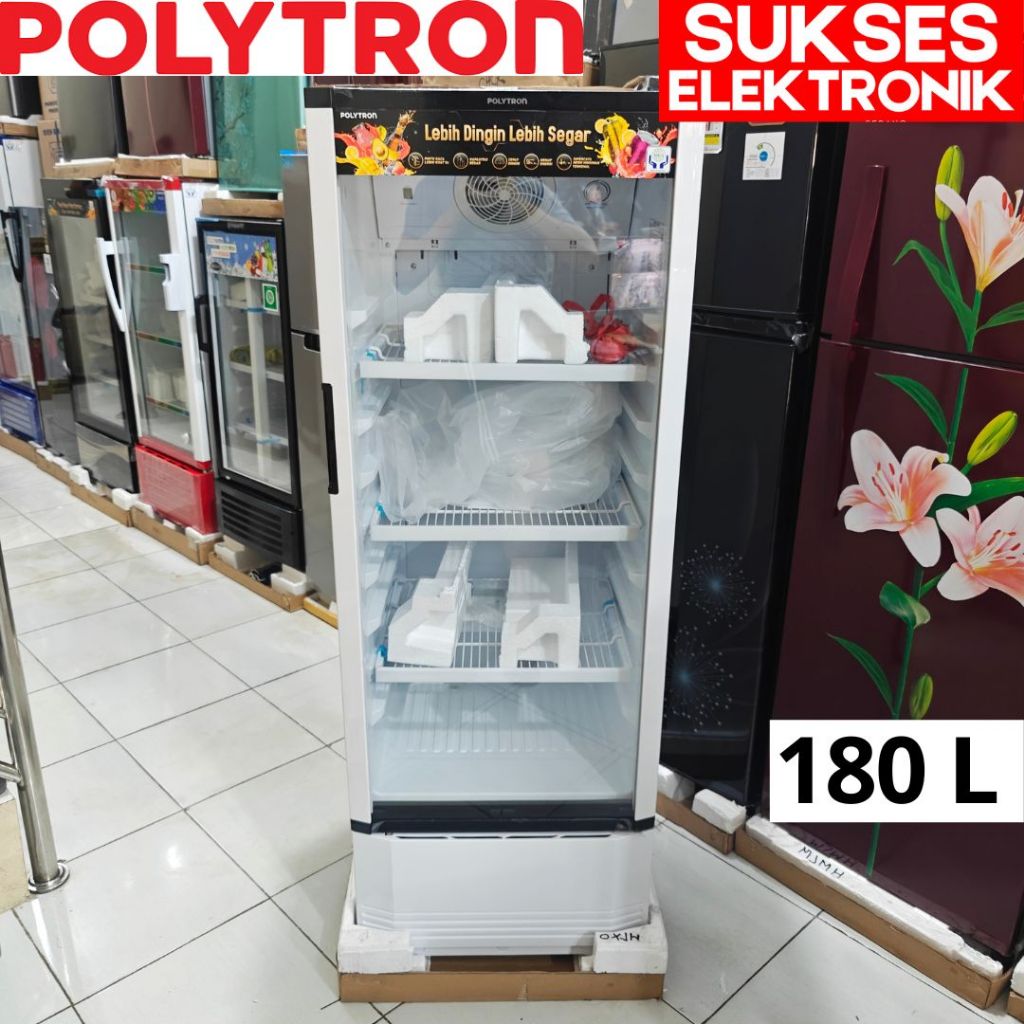 SHOWCASE POLYTRON 3RAK 180L SCN-180 / KULKAS PENDINGIN MINUMAN KACA 3 RAK 180 L 180 LITER