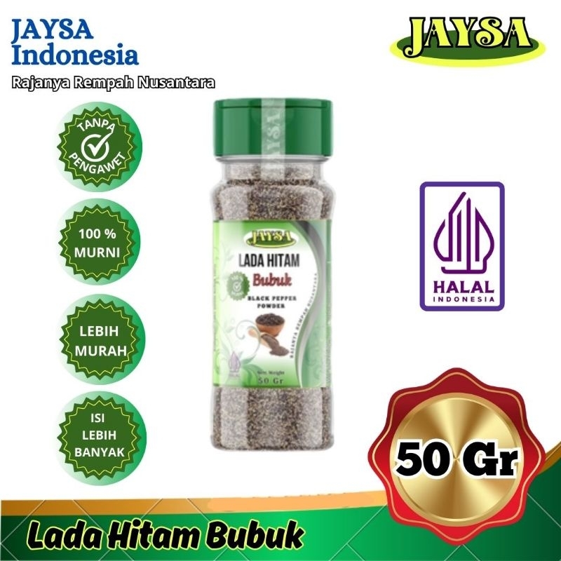 

JAYSA Lada Hitam Bubuk 50 gr / 100 % Asli Lada Hitam / Lada Hitam Kualitas Super / Lada Hitam Premium / Black Pepper Powder / Premium Black Pepper Powder / Merica Hitam Bubuk / Merica Hitam / Merica Hitam Bumbu Dapur