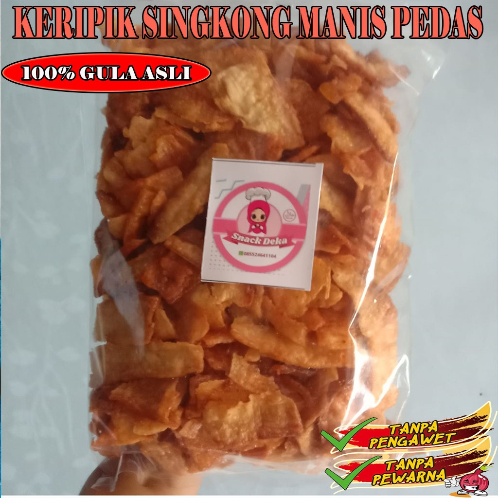 

Keripik Singkong Pedas Manis Manggleng Lengket 500 Gram Cemilan ringan Gurih