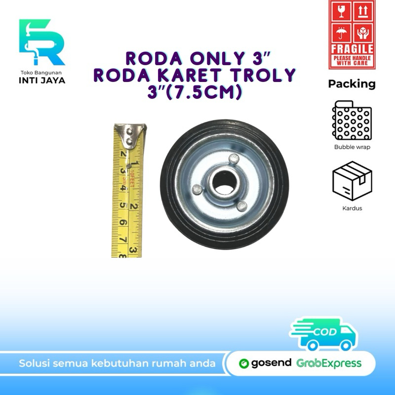 RODA ONLY 3" / Roda Karet Troly Troli 3” / Roda Karet Saja 3” inch