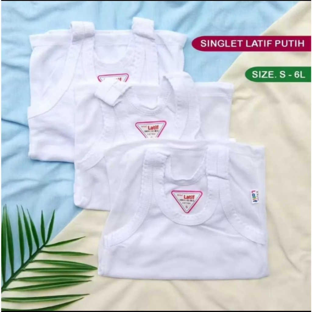 6pc kaos dalam anak / singlet bayi latif polos halus / kaos lekbong s -6L murah