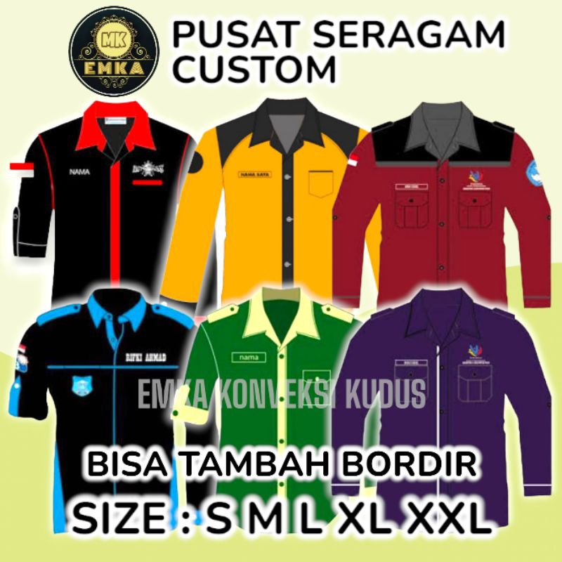 SERAGAM KEMEJA BORDIR CUSTOM, KEMEJA KERJA LAPANGAN BORDIR, BAJU PDH PDL, CUSTOM LUSINAN
