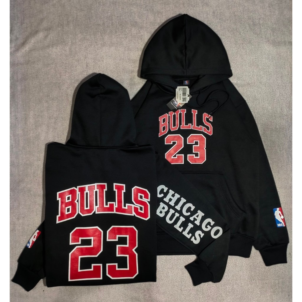 23Jordan Jaket Hoodie Bulls Chicago Hitam Sweater Hoodie Pria Hoodie Basket Ball Jordan Full Tag