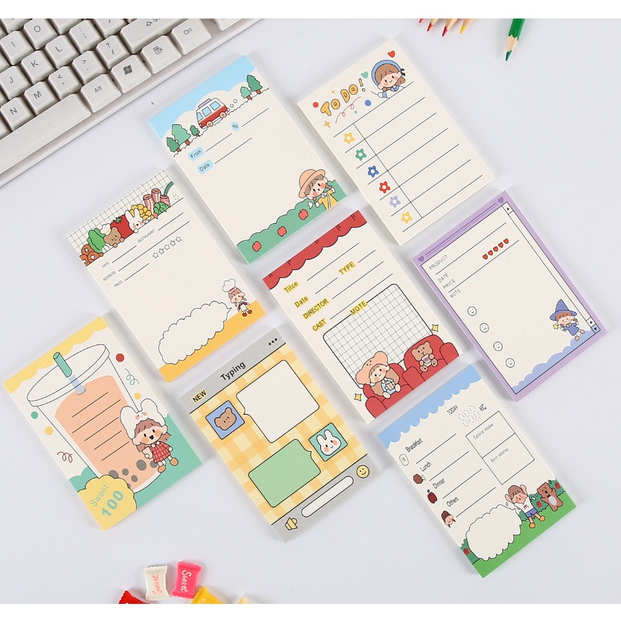 

UPGRADE Bolognese Girl Notes Series MEMOPAD NOTEPAD PLANNER Note Memo pad Daily pLanner checklist