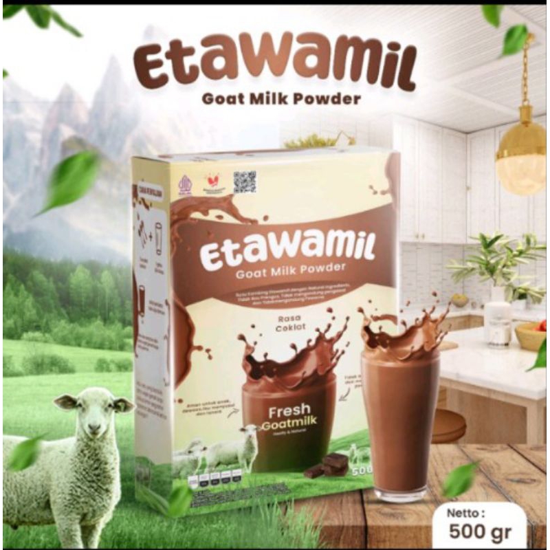 

susu ETAWAMIL susu kambing etawa bubuk RASA COKLAT enak nikmat HALAL' BPOM RI 500gr