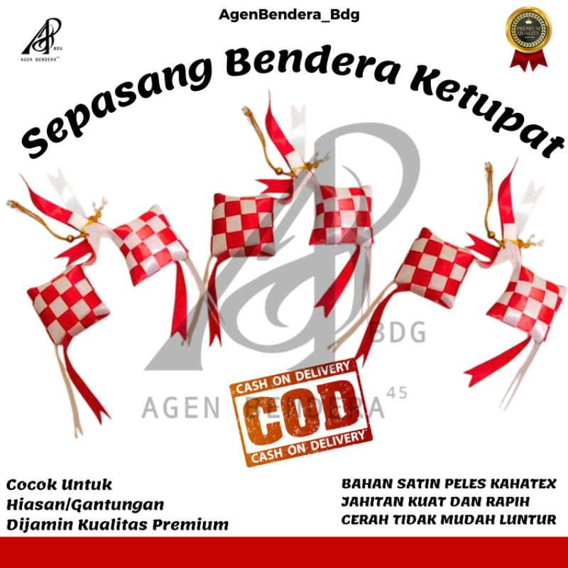 Sepasang Bendera Ketupat Merah Putih Bendera Hiasan Bendera Gantungan