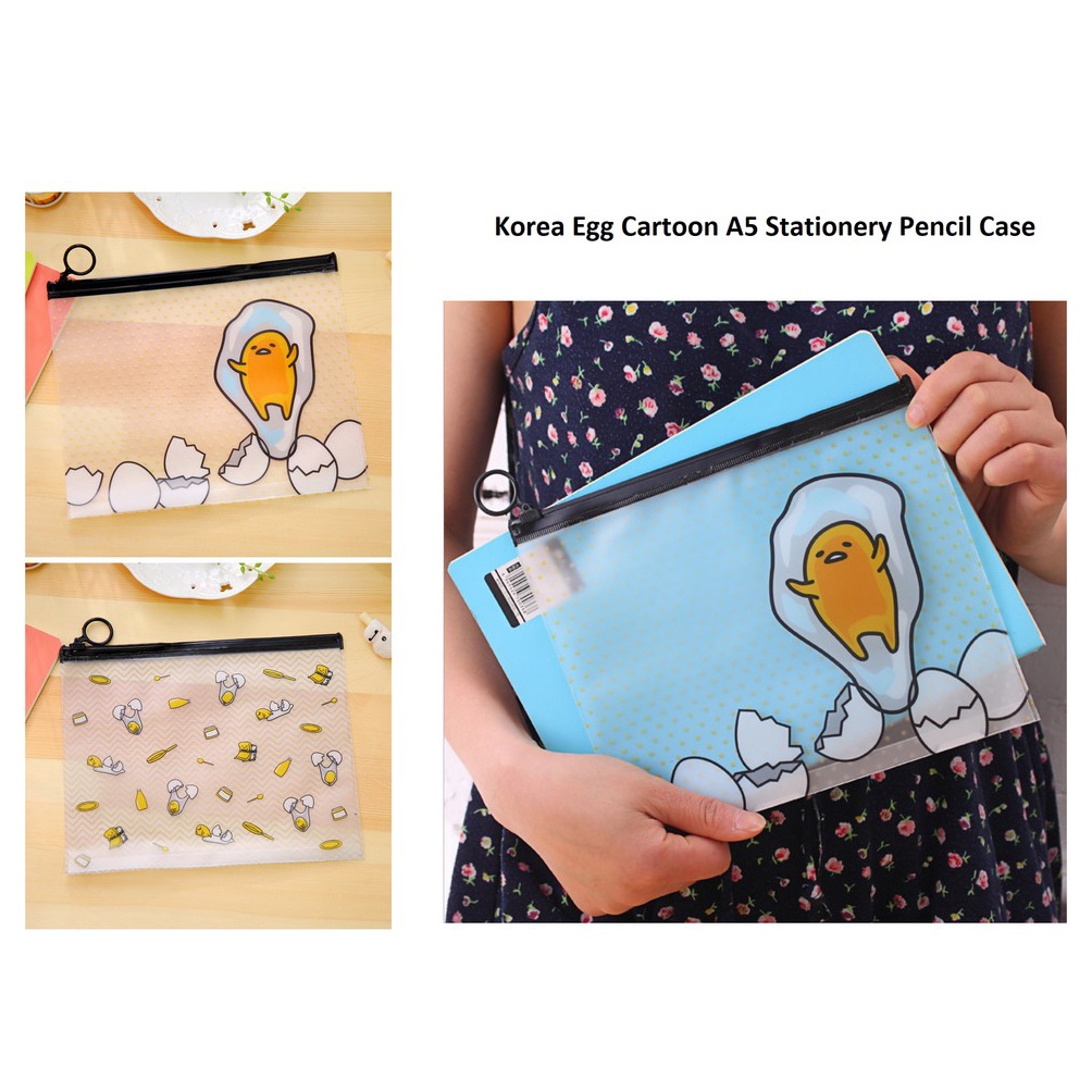 

BRAND Ennwen PF11 Korea Egg Cartoon A5 Stationery Pencil Case Tempat Pensil
