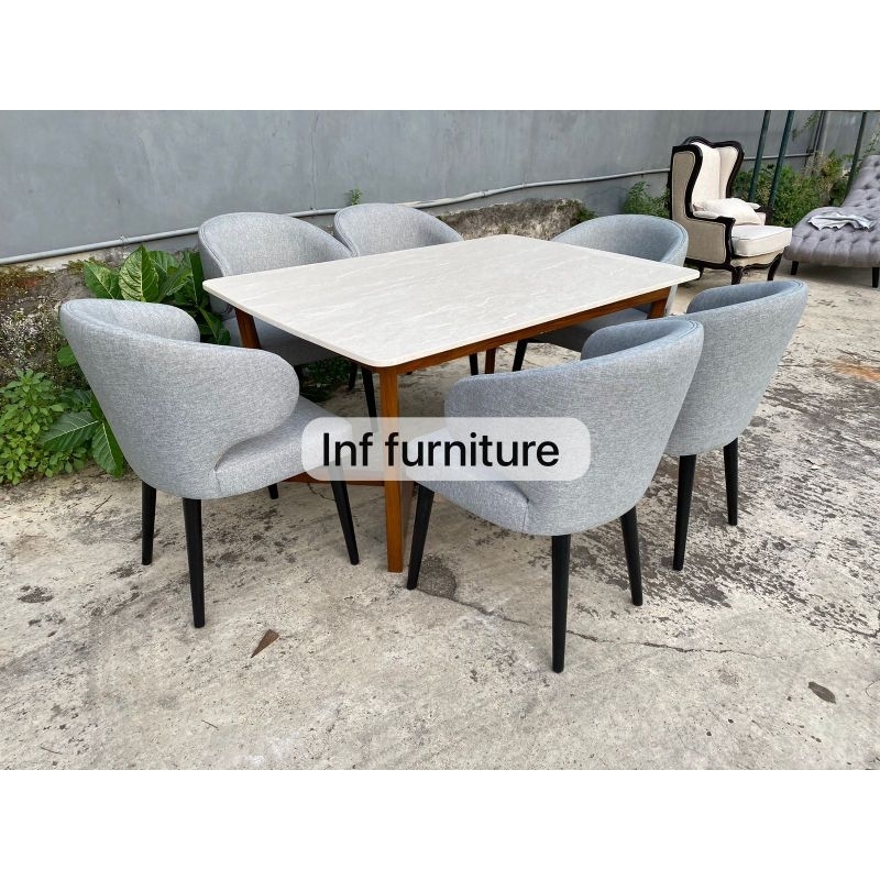 set meja makan marmer meja makan marmer 6 kursi meja makan minimalis marmer