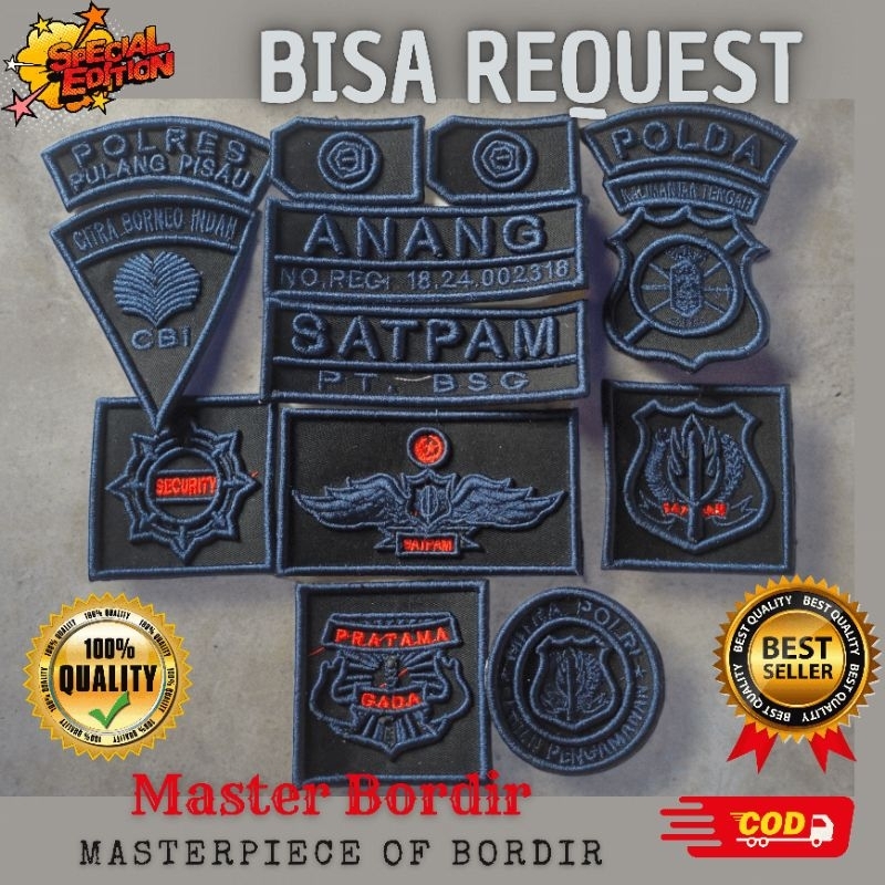 BORDIR TIMBUL PDL SATPAM [HITAM DONGKER]