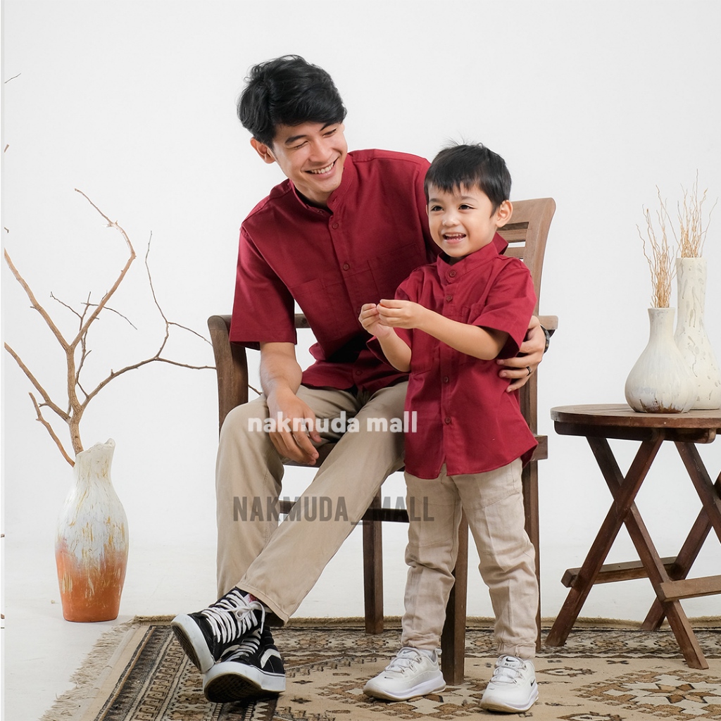 Baju Kemeja Couple Ayah Anak Pasangan Keluarga Family Acara Kasual Kondangan Lebaran Hitam Putih Sar