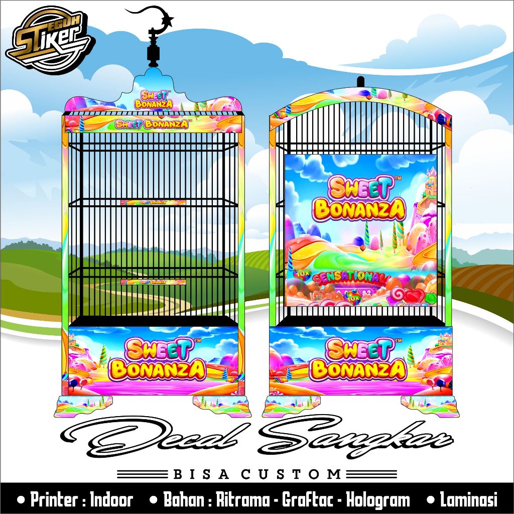Stiker Sangkar Kosan Custom Sweet Bonanza Bebas Request Motif