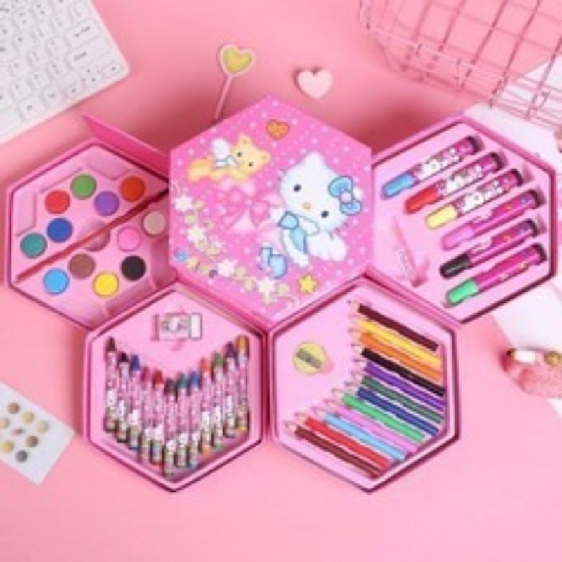 

{DS} Crayon set isi 46 Pcs Peralatan Mewarnai Melukis / Crayon Box Set Isi 46 Pcs