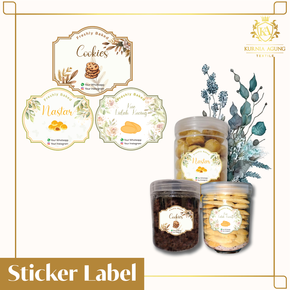 STIKER LABEL TOPLES KUE KERING / STIKER MAKANAN CUSTOM SOSIAL MEDIA UKURAN 9CM X10CM