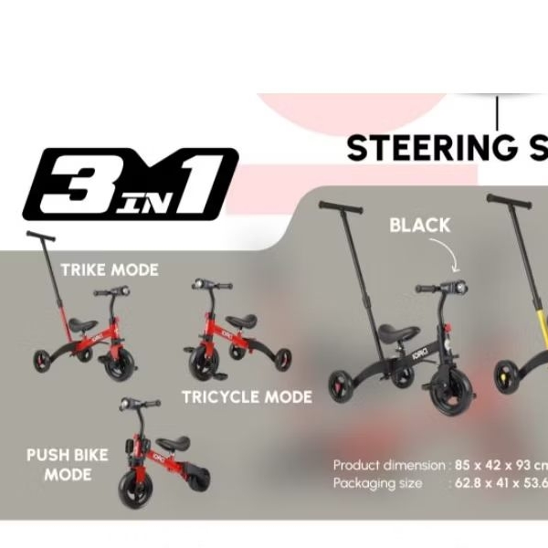 Mainan Dorong Sepeda Roda 3 Anak 2 3 4 5 tahun Sepeda Balancebike 3 in 1
