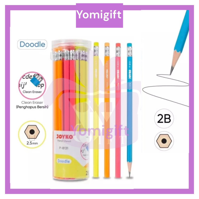 

JOYKO PENSIL Doodle P-8131 / PENSIL JOYKO 2B DENGAN PENGHAPUS ECER ISI 4