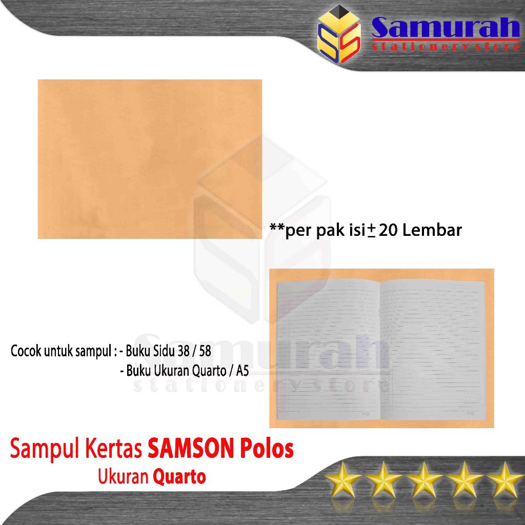 

Sampul Kertas Buku Tulis Kuarto Samson Polos / Fancy Kwarto Anak / Buku Quarto Sidu 38 58 TK SD SMP