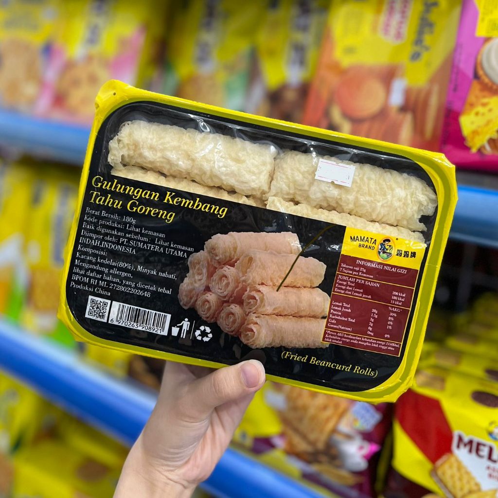 

GULUNGAN KEMBANG KULIT TAHU GORENG | MAMATA RING ROLL 180 GR | FRIED BEANCURD ROLLS