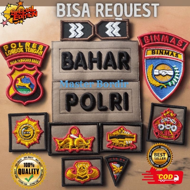 bordir polri sabhara timbul | bordir polri binmas timbul