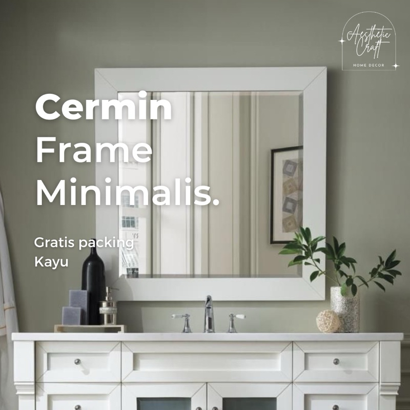 Cermin Kaca Frame Ukuran L30cm x T60cm Dinding Minimalis Cermin Minimalis Cermin Frame Aesthetic Dek