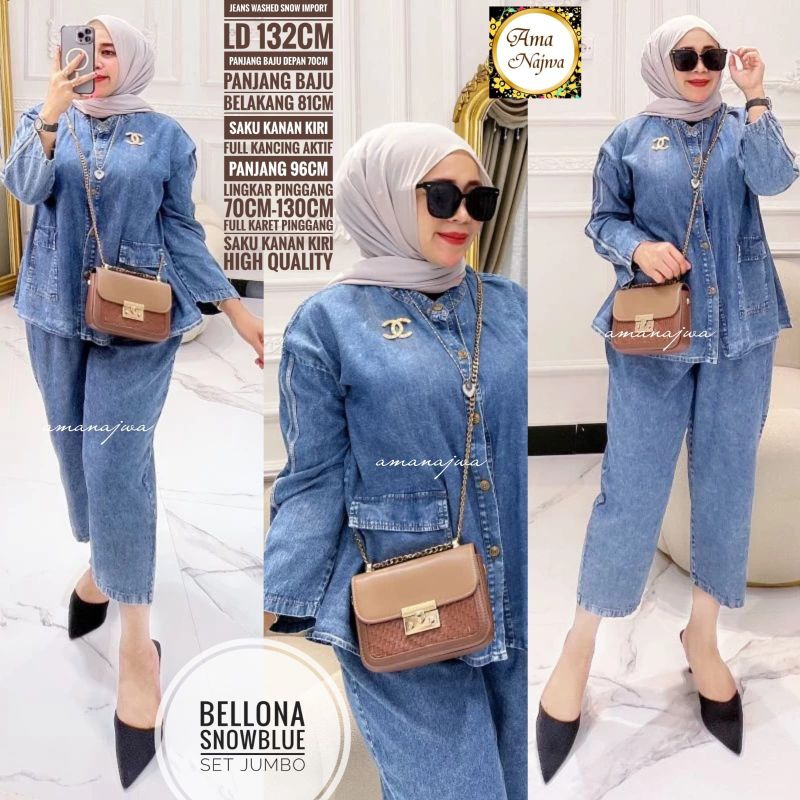 BELLONA SET - SETELAN JUMBO - JEANS JUMBO - ONE SET JUMBO - ONE SET JEANS JUMBO TERBARU 2024 BISA CO