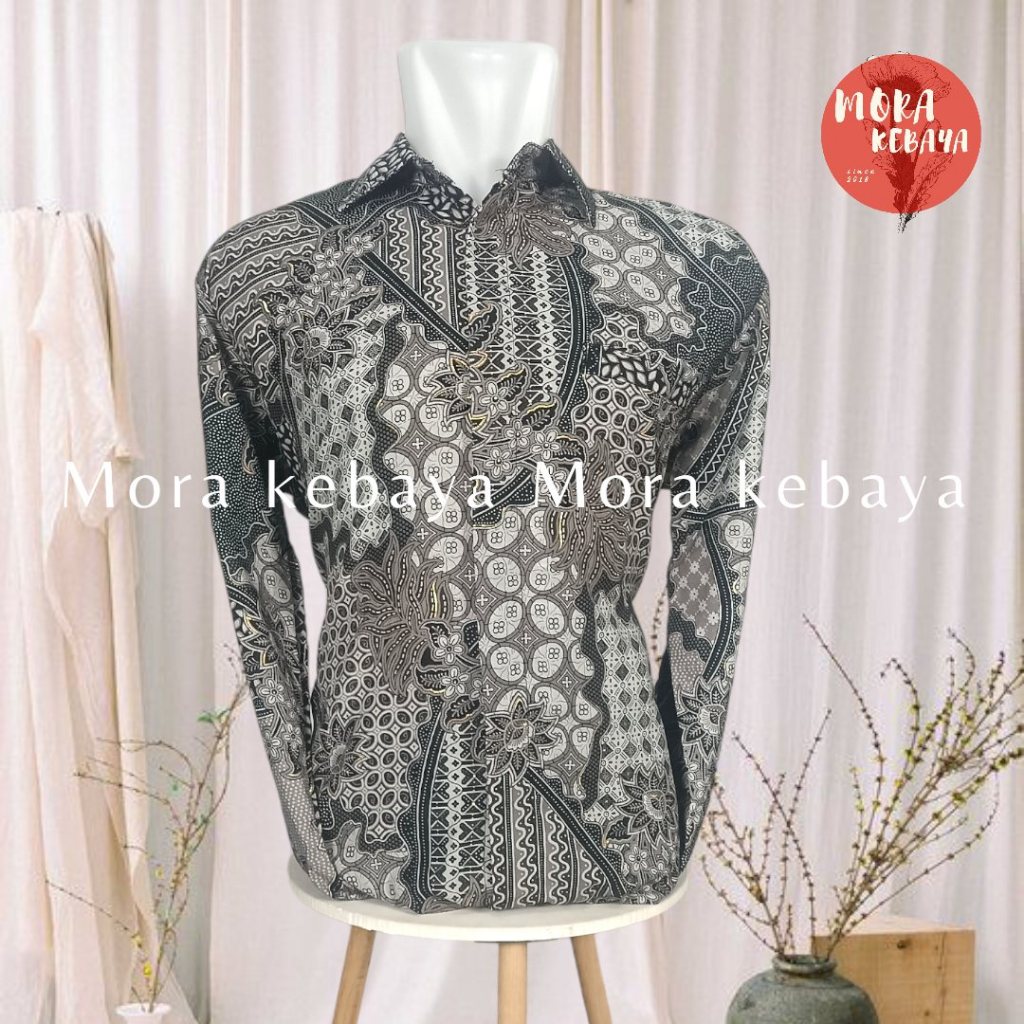 Batik pria lengan panjang/kemeja batik/coin maroon