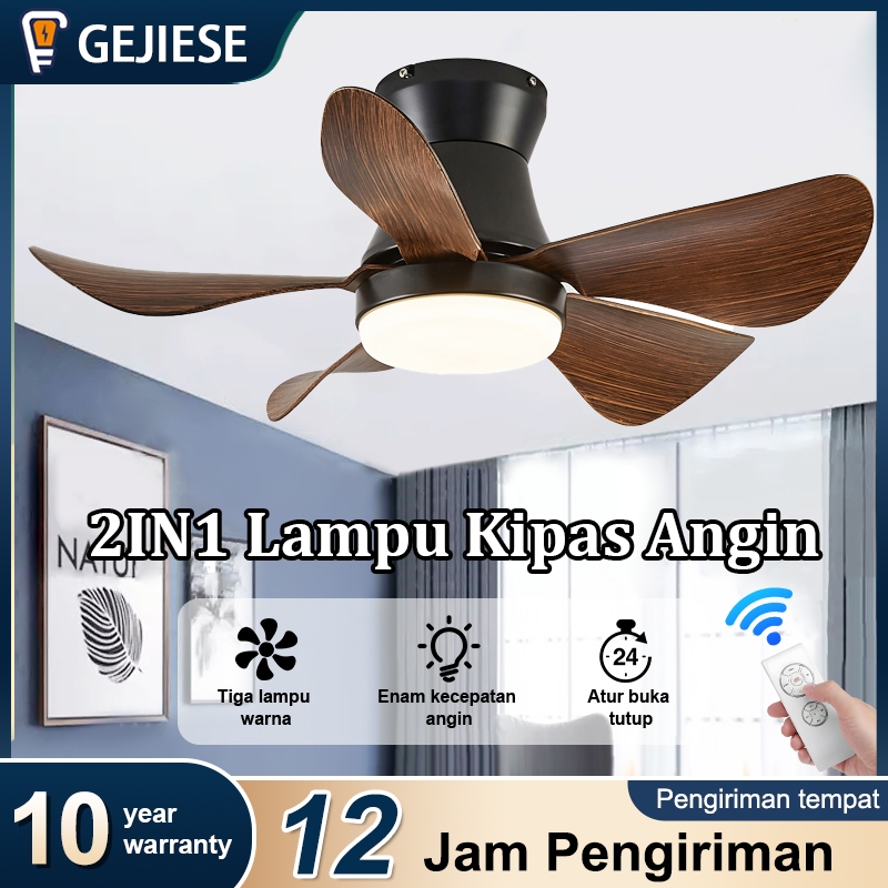 COD Lampu kipas  angin gantung plafon lampu kipas enam kecepatan pencahayaan tiga warna n kipas angi