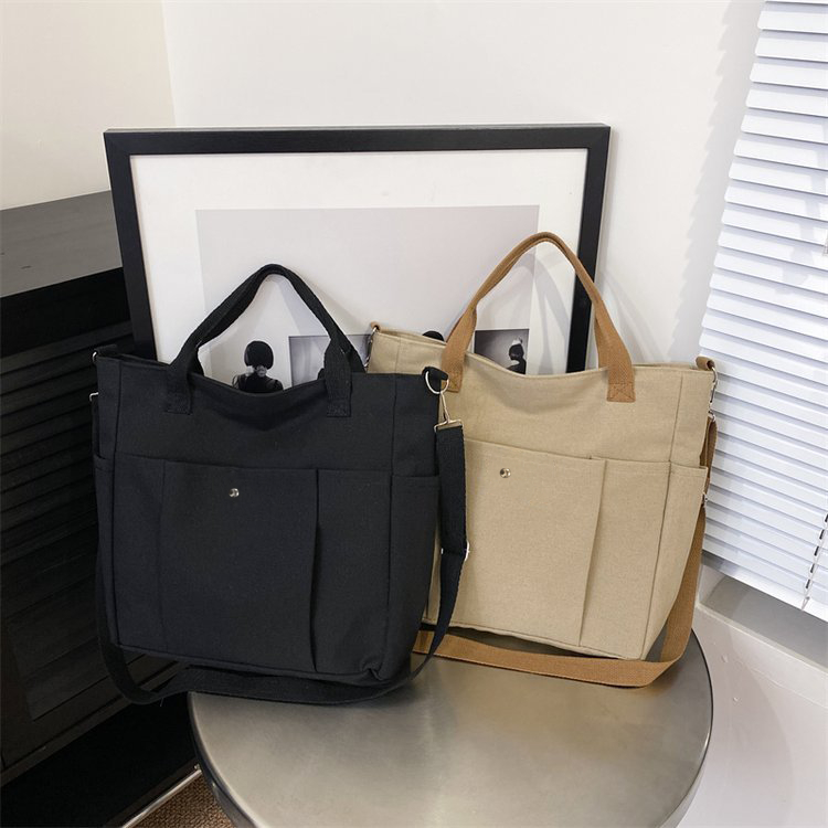 DISKON Hayden Raeon Bag Tote Bag Polos Gaya Kekinian Tas Tote Kanvas Fashionable Wanita Korea Tas