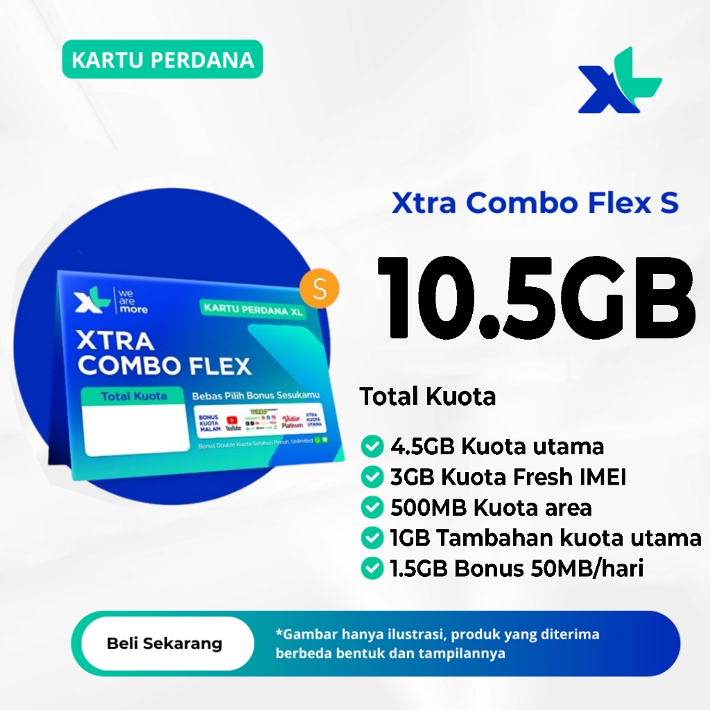 TERMURAH Kartu Perdana Xtra Combo Flex S 10.5GB - Kartu Perdana Kuota XL Xtra Combo Flex