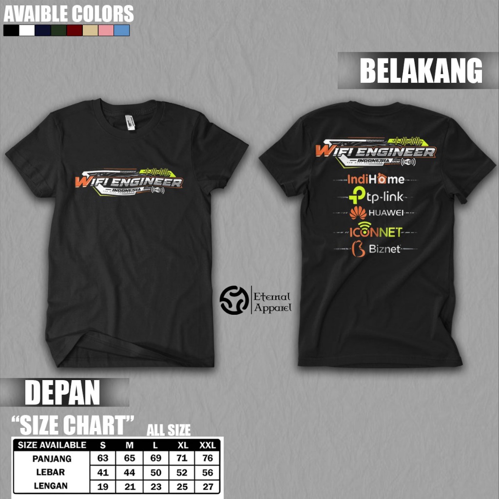 Kaos Teknisi Wifi Engineer Indonesia IndiHome Biznet Tshirt Distro