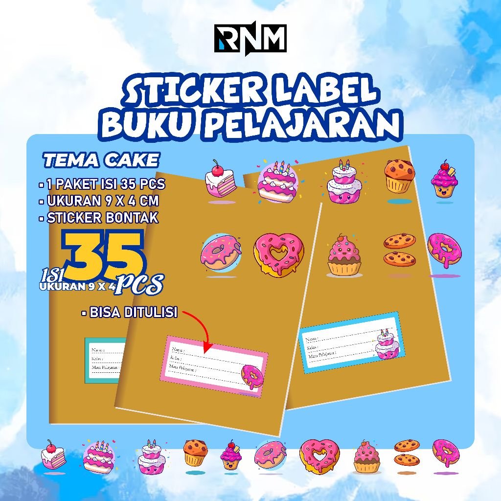 

[TEMA CAKE] STICKER LABEL BUKU PELAJARAN ISI 35 PCS