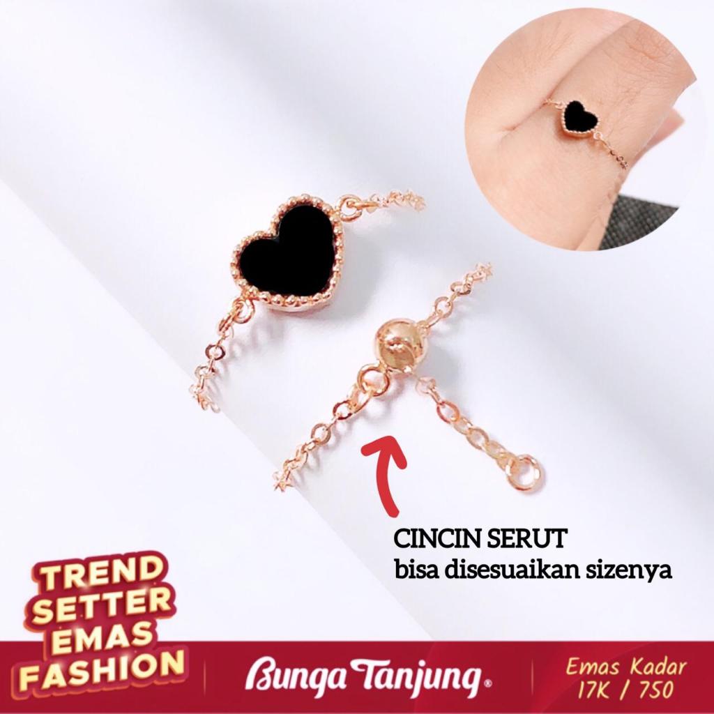 CINCIN HATI SERUT LY - EMAS 17K - BUNGA TANJUNG GOLD